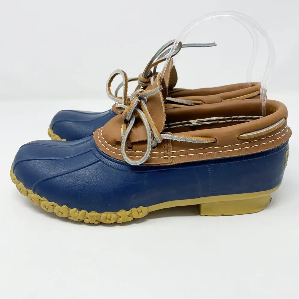 LL Bean Navy Blue Bean Boots Slip Ons Size 6 Waterproof Lace Up Made in Maine